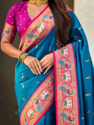 Soft silk swan rajhans paithani saree 3