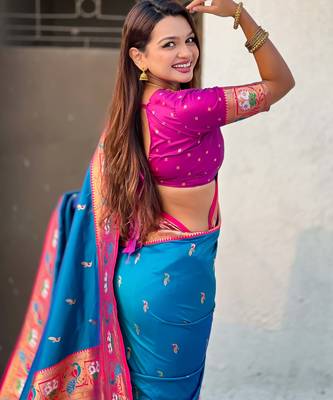Soft silk swan rajhans paithani saree 4
