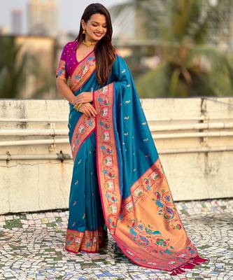 Soft silk swan rajhans paithani saree 5
