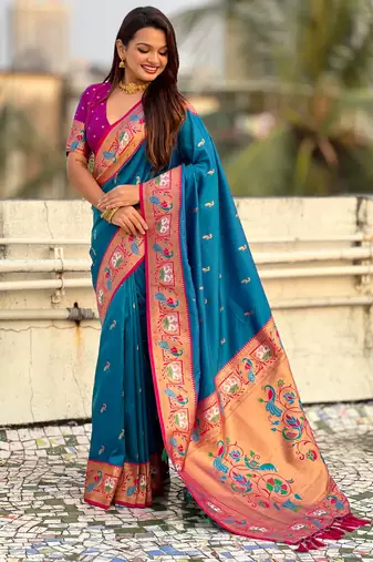Soft silk swan rajhans paithani saree