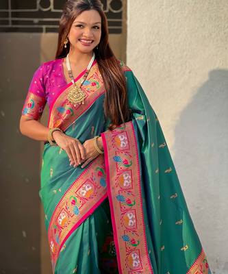 Soft silk swan rajhans paithani saree 2