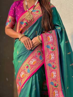 Soft silk swan rajhans paithani saree 3