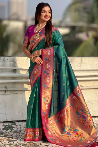 Soft silk swan rajhans paithani saree