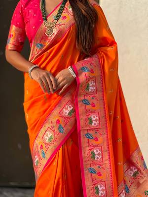 Soft silk swan rajhans paithani saree 3