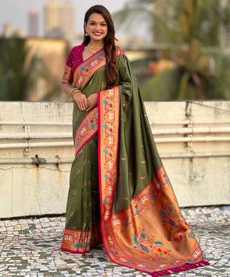Soft silk swan rajhans paithani saree 1