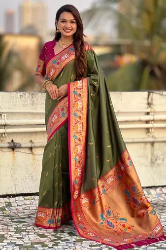 Soft silk swan rajhans paithani saree