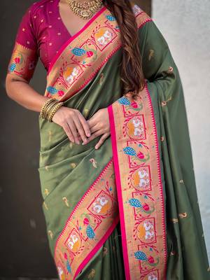 Soft silk swan rajhans paithani saree 2