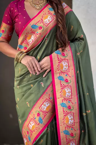 Soft silk swan rajhans paithani saree