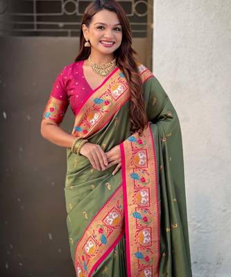 Soft silk swan rajhans paithani saree 3