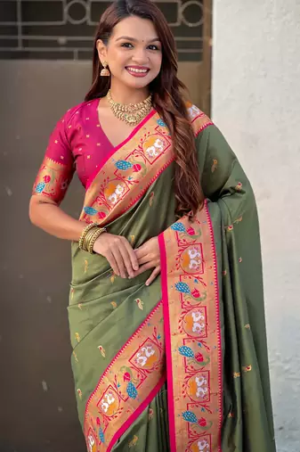 Soft silk swan rajhans paithani saree