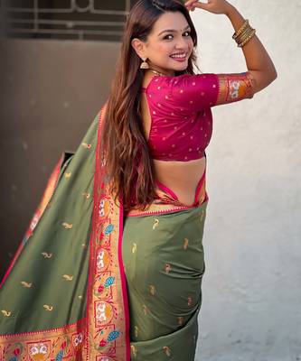 Soft silk swan rajhans paithani saree 4