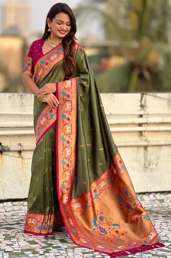 Soft silk swan rajhans paithani saree