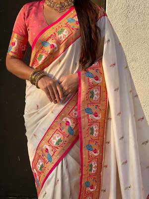 Soft silk swan rajhans paithani saree 3