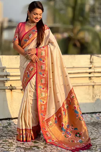 Soft silk swan rajhans paithani saree