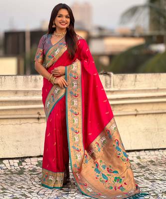 Soft silk swan rajhans paithani saree 1