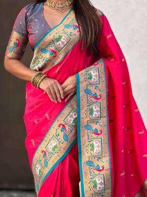 Soft silk swan rajhans paithani saree 3