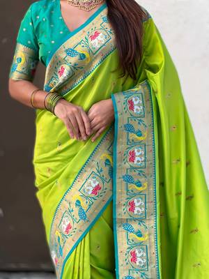 Soft silk swan rajhans paithani saree 3