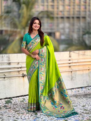 Soft silk swan rajhans paithani saree 5