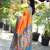 orange woven paithani silk blend saree with blouse