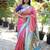 pink woven paithani silk blend saree with blouse