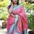 pink woven paithani silk blend saree with blouse