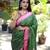 green woven paithani silk blend saree with blouse