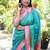 turquoise woven paithani silk blend saree with blouse