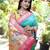 turquoise woven paithani silk blend saree with blouse