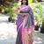 purple woven paithani silk blend saree with blouse