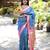 blue woven paithani silk blend saree with blouse