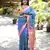 blue woven paithani silk blend saree with blouse