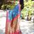 blue woven paithani silk blend saree with blouse