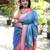 blue woven paithani silk blend saree with blouse