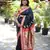 black woven paithani silk blend saree with blouse