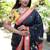 black woven paithani silk blend saree with blouse