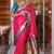 pink woven paithani silk blend saree with blouse