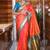orange woven paithani silk blend saree with blouse