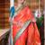 orange woven paithani silk blend saree with blouse