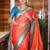 orange woven paithani silk blend saree with blouse