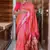 peach woven paithani silk blend saree with blouse