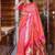 peach woven paithani silk blend saree with blouse