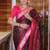wine woven paithani silk blend saree with blouse