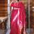 wine woven paithani silk blend saree with blouse
