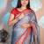 grey woven banarasi silk blend saree with blouse