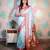 sky blue woven banarasi silk blend saree with blouse