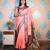 peach woven banarasi silk blend saree with blouse