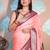 peach woven banarasi silk blend saree with blouse