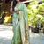 green woven paithani silk blend saree with blouse