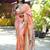 peach woven paithani silk blend saree with blouse