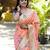peach woven paithani silk blend saree with blouse